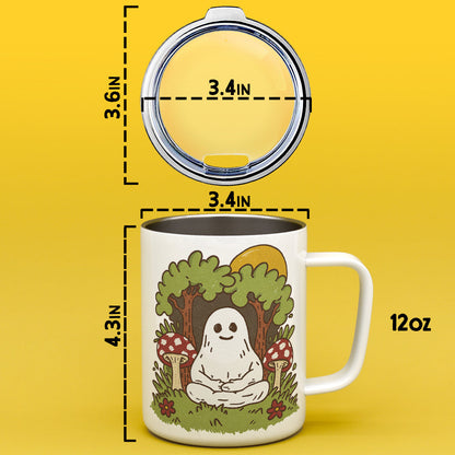 Meditating Ghost Insulated Travel Mug - -