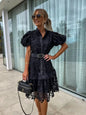 2024 Spring/Summer Short Sleeve Lace Button Dress - Kia Day Design