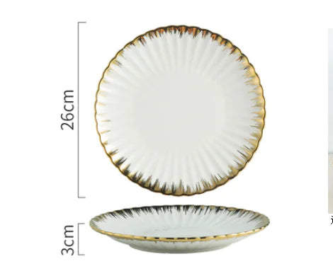 Nordic Creative Ceramic Chrysanthemum Dinner Set - White One size - plates
