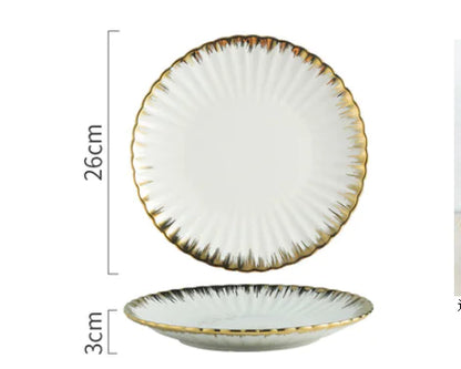 Nordic Creative Ceramic Chrysanthemum Dinner Set - White One size - plates