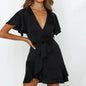 Summer V-Neck Ruffle Womens Dress - Kia Day Design