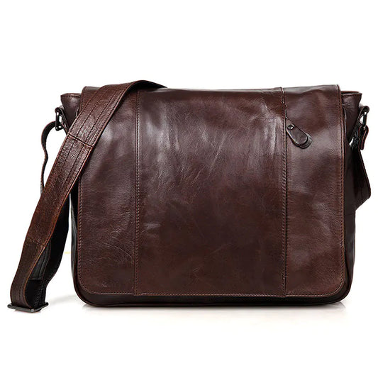Genuine Leather Crossbody Shoulder Bag - brown - Bags