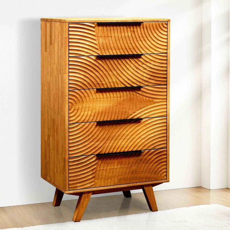 Harmony Solid Wood Dresser with 5 Drawers - Caramel - Dresser