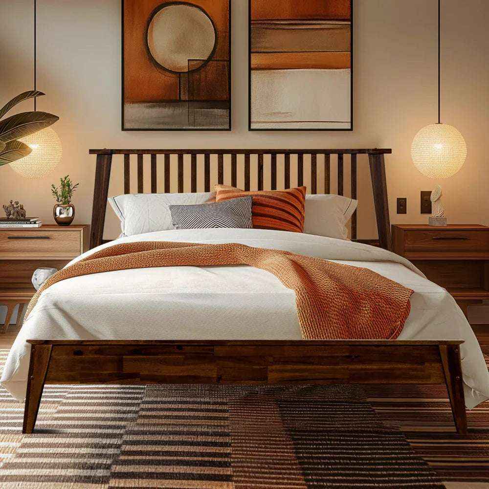 Kaylin Solid Wood Bed Frame - Only Bed Chocolate - Bed Frame