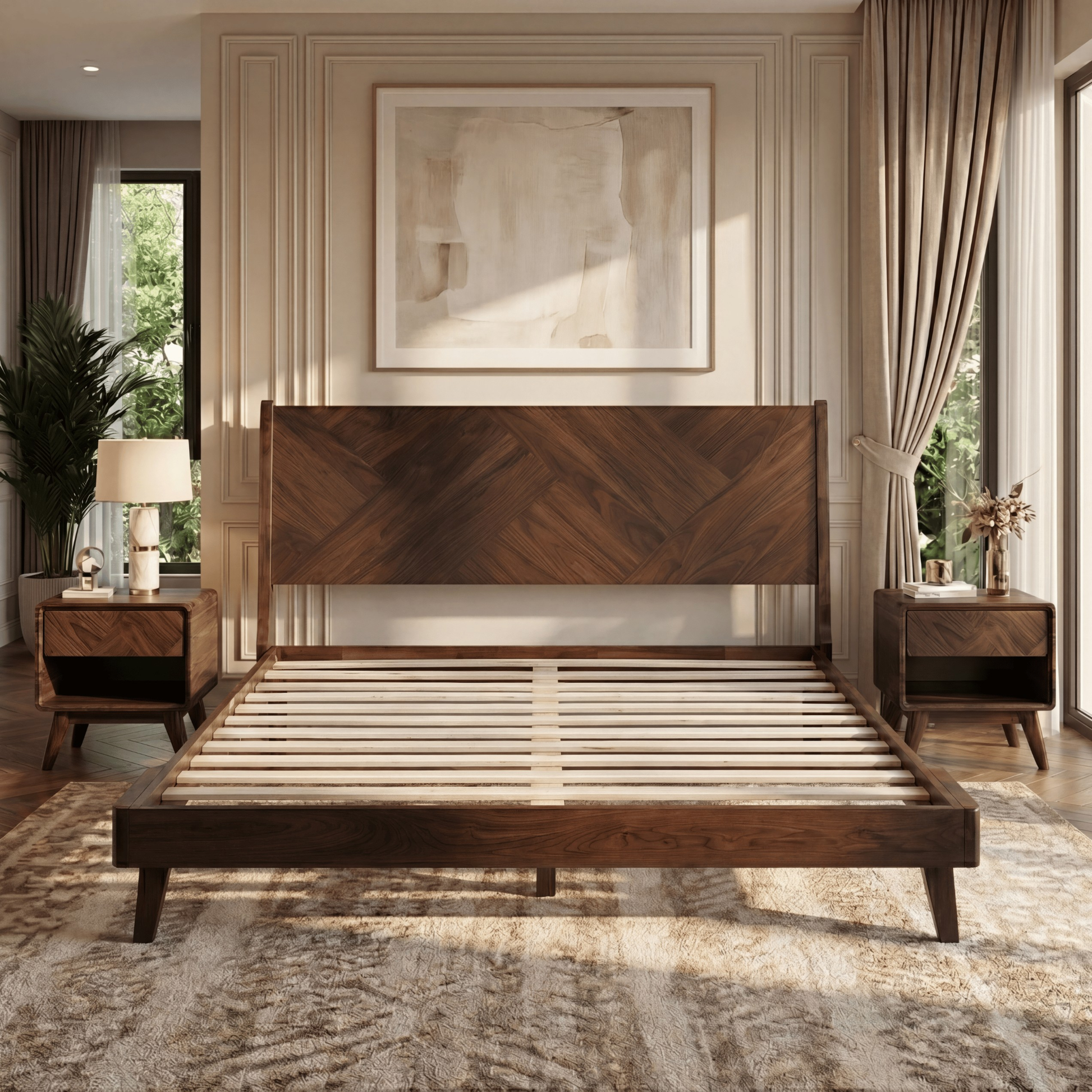 Gazelle Platform Bed Frame - Walnut - Bed Frame