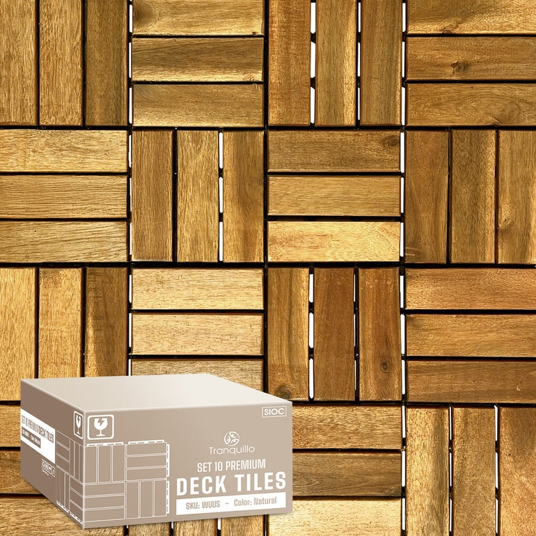 Solid Wood Deck Tiles Set 10 - - Deck Tiles
