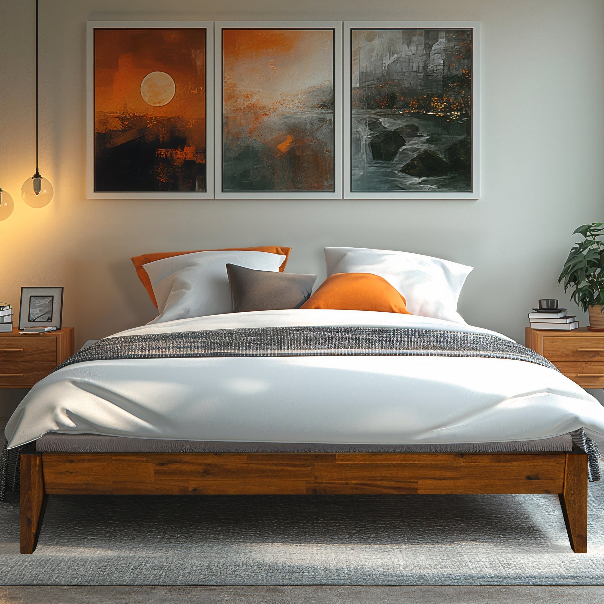 Mervyn Solid Wood Bed Frame - Caramel - Bed Frame