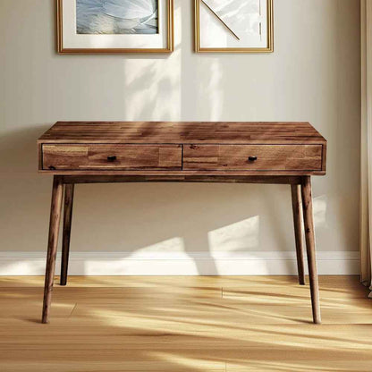 Acacia Lagom 48" Solid Wood Work Desk with Drawers for Functional Home Office - Walnut - Table