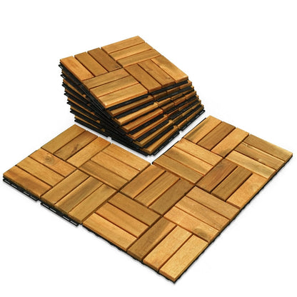 Solid Wood Deck Tiles Set 10 - Golden - Deck Tiles