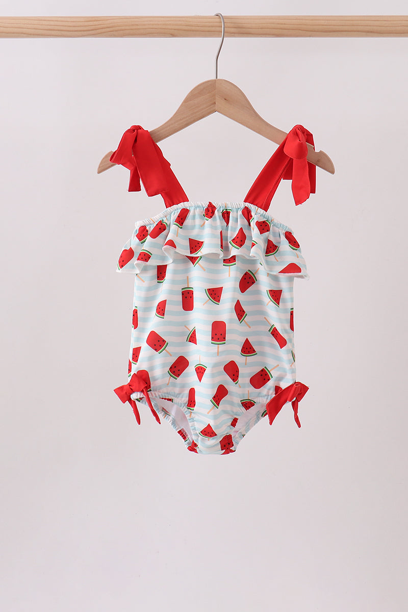 Red Watermelon UPF Swim One-Piece - - Swimwear