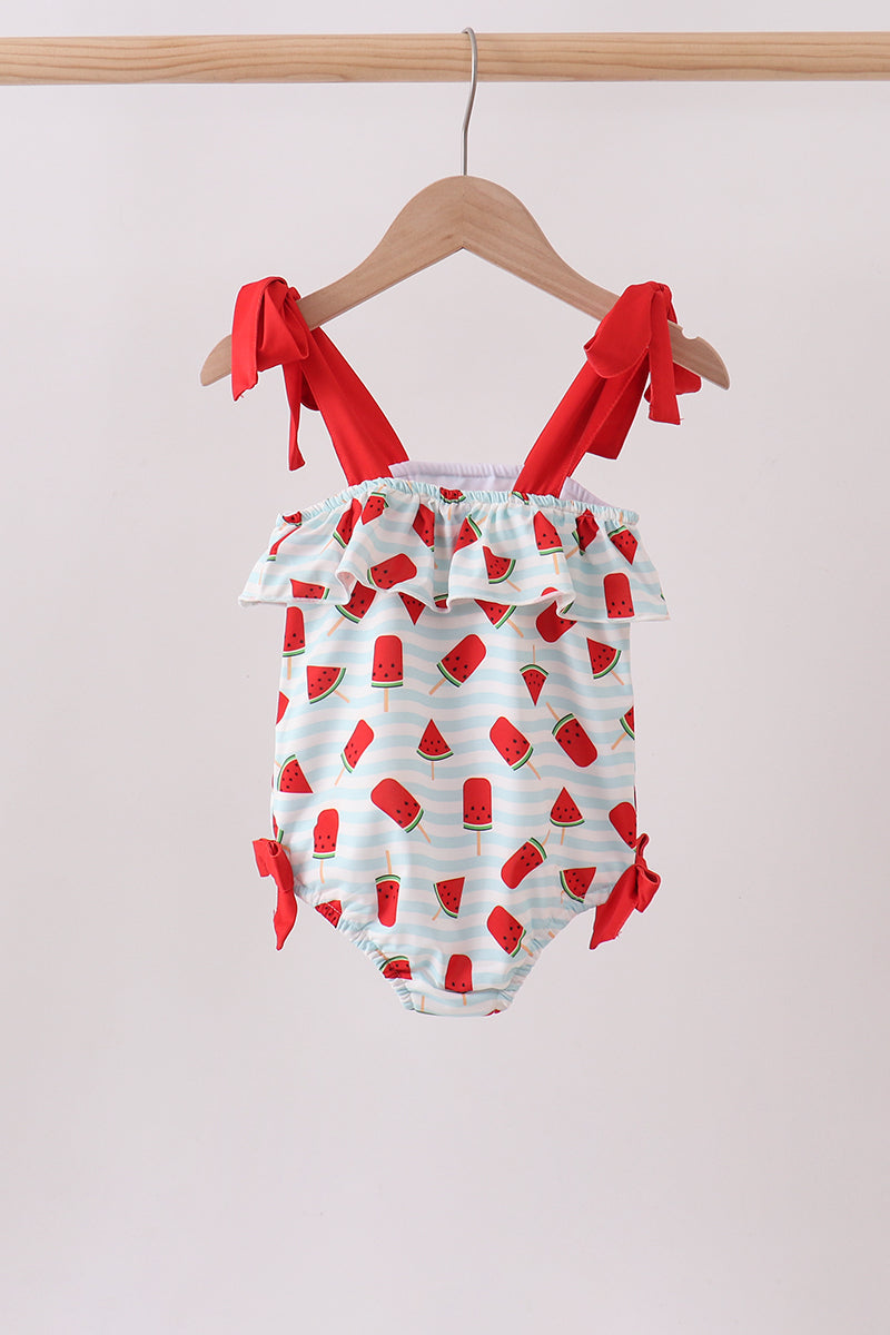 Red Watermelon UPF Swim One-Piece - - Swimwear