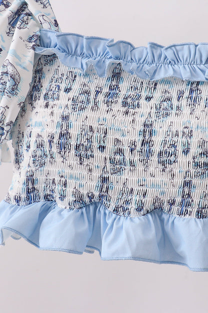 Blue Beach Smocked UPF Women Swim Set - - Swimwear