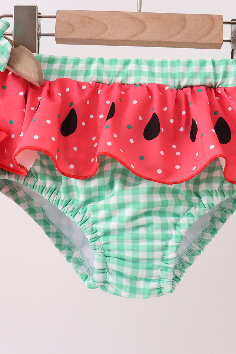 Red Watermelon Smocked UPF Swim Set - - Swimwear