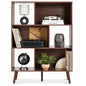 Mid Century Style Bookcase Storage Shelving Unit in Walnut Wood Finish - - Living Room > Bookcases