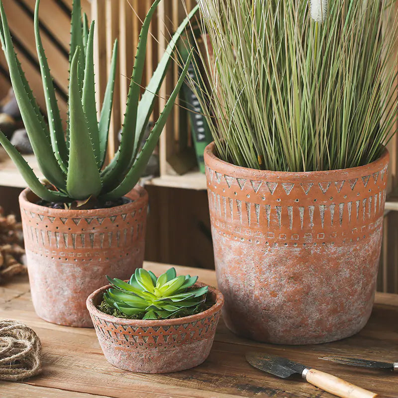 Vintage Red Clay Pot with African Element Design Kia Day Design