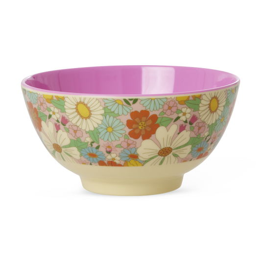 Medium Melamine Bowl - Flower Power Print - 23.7oz - - Tableware