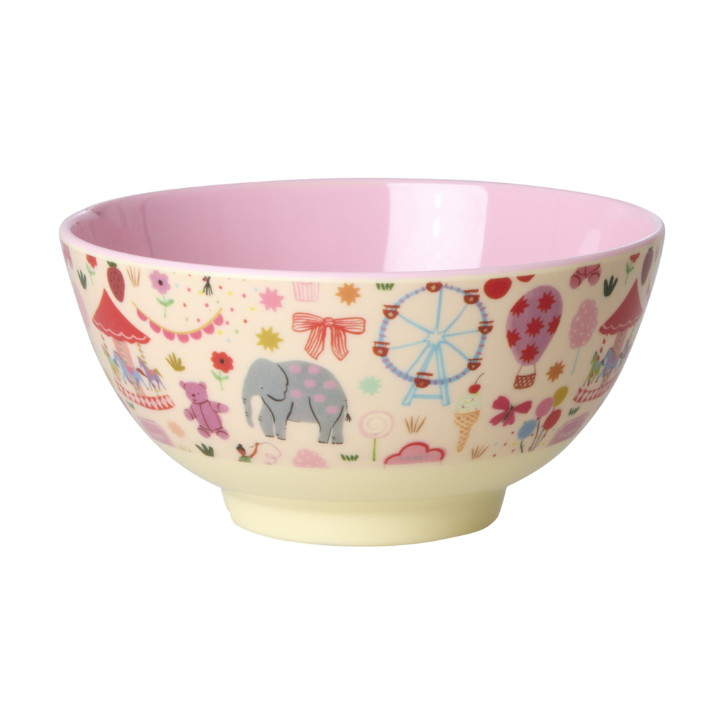 Medium Melamine Bowl - Fun Fair Pink Print - 23.7oz - - - Tableware