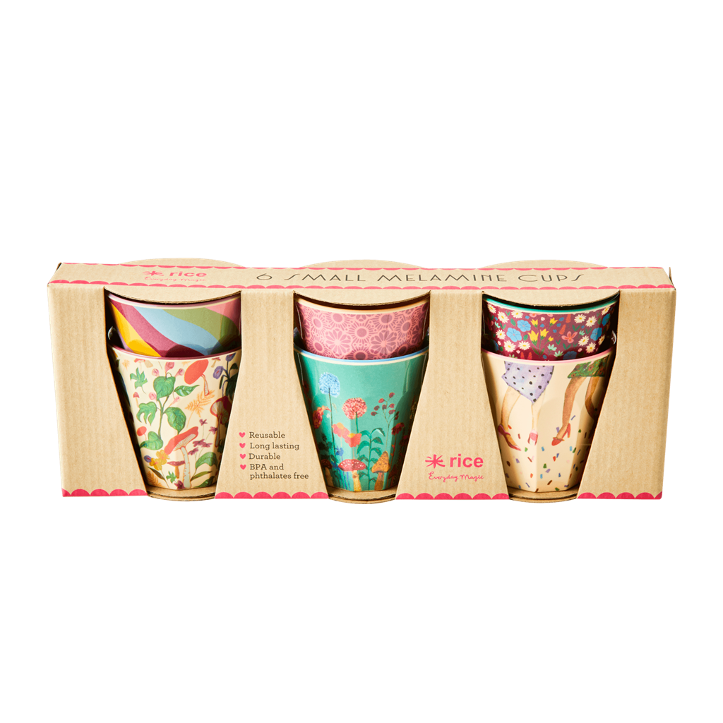 Melamine Cups 'DANCE IT OUT' Prints - Small - 6 pcs. in Gift Box - - Cups