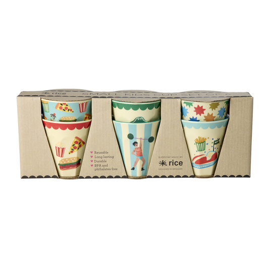 Melamine Kids Cups in Fun Fair Mint Prints - Small - 6 pcs. in Gift Box - - Cups