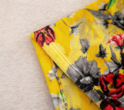 DaDa Bedding Yellow Farmhouse Rustic Spring Floral Hummingbirds Soft Fleece Throw Blanket (925) - - Throw Blankets
