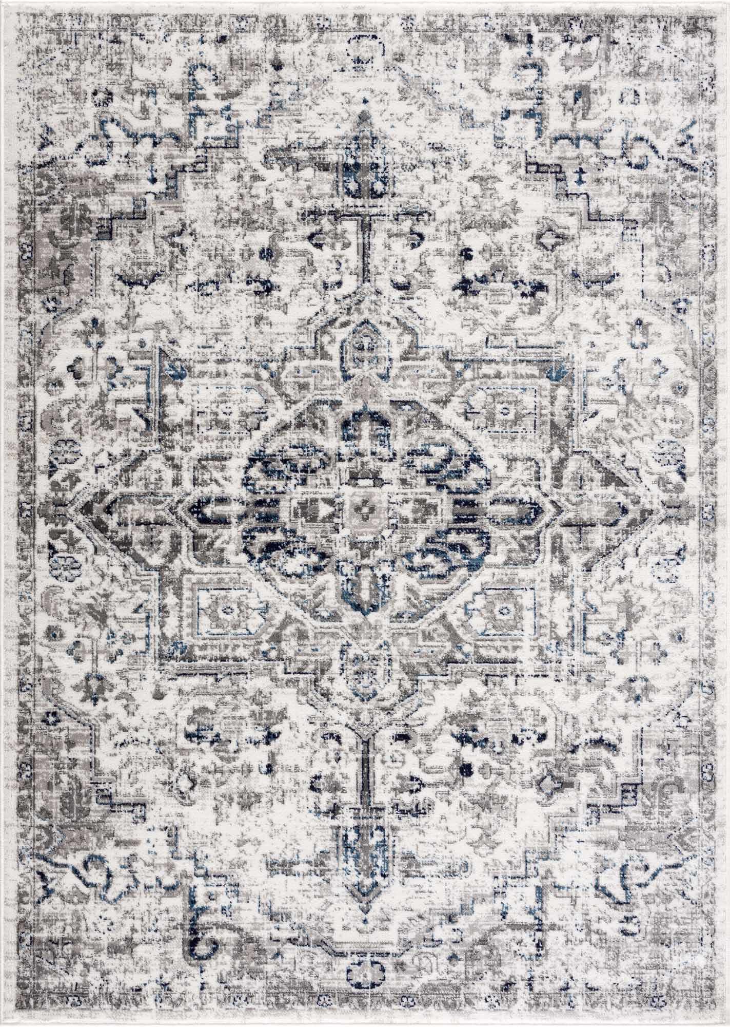 Buenaventura Cream & Navy Area Rug - - Rugs