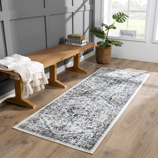 Buenaventura Cream & Navy Area Rug - - Rugs