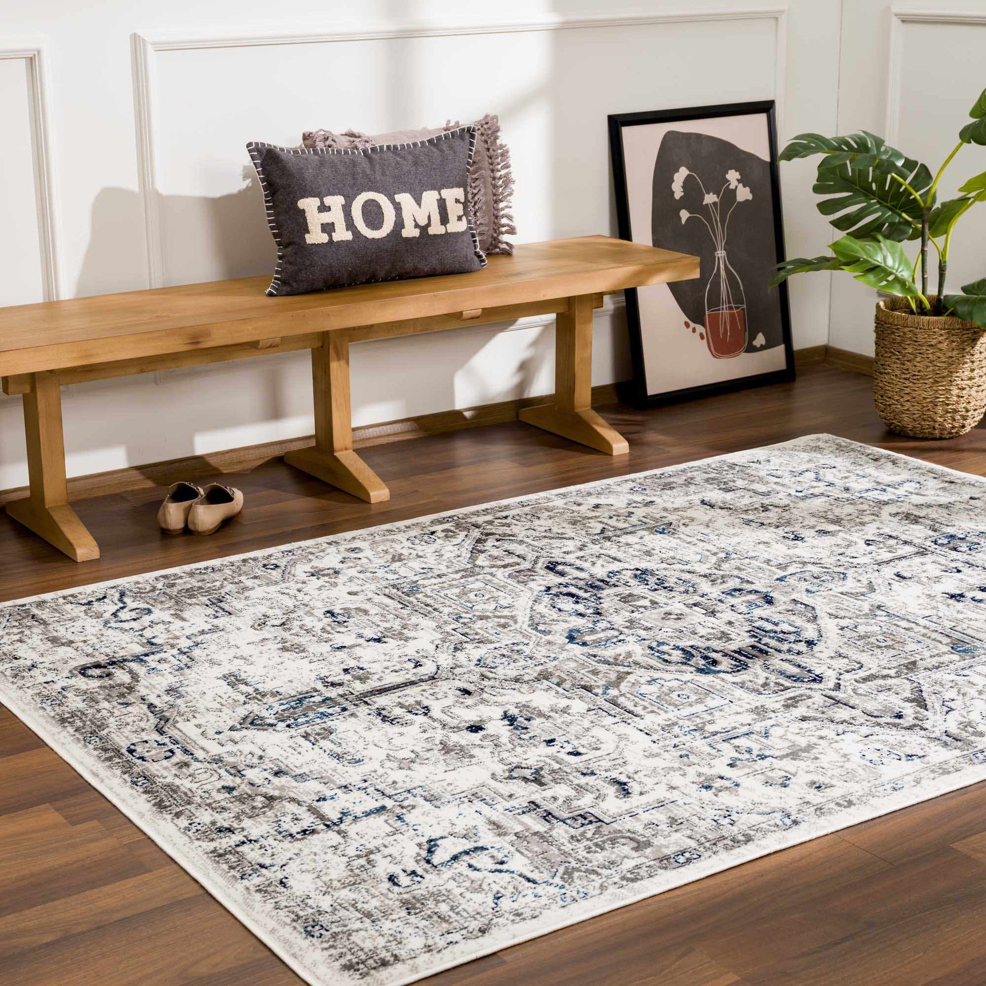 Buenaventura Cream & Navy Area Rug - - Rugs