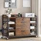 Brown Printer Stand Bookcase Power Station Mobile Office File Cabinet - - Office > Filing Cabinets