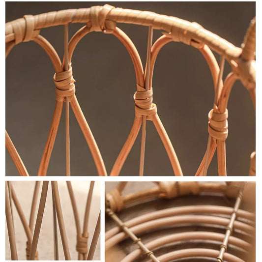 Bohemian Open-Weave Rattan Basket - - basket