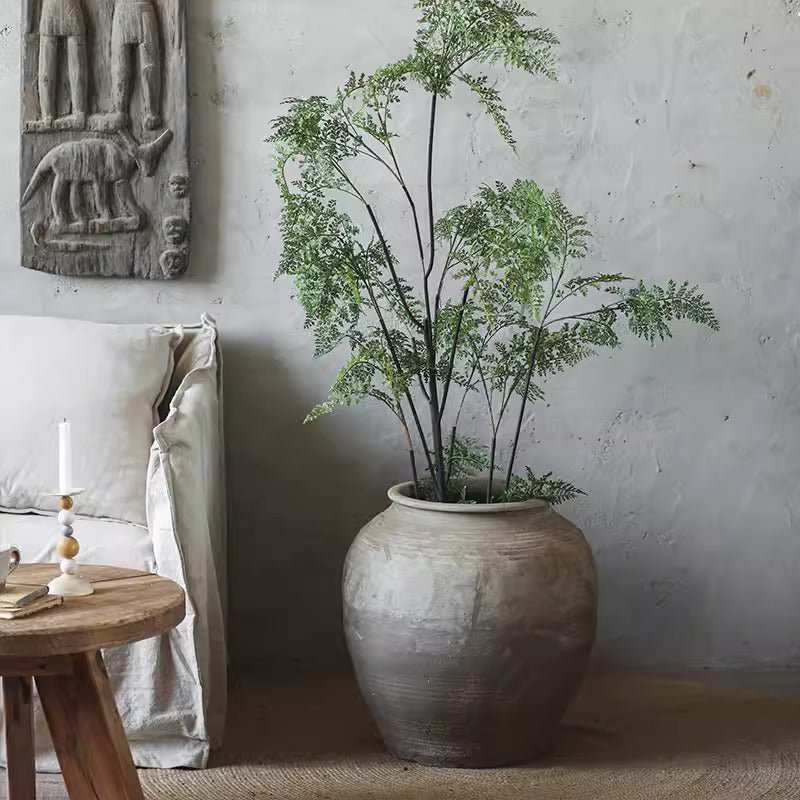 Round Earthenware Pot - -