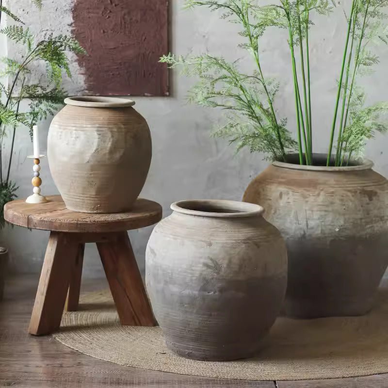 Round Earthenware Pot - -