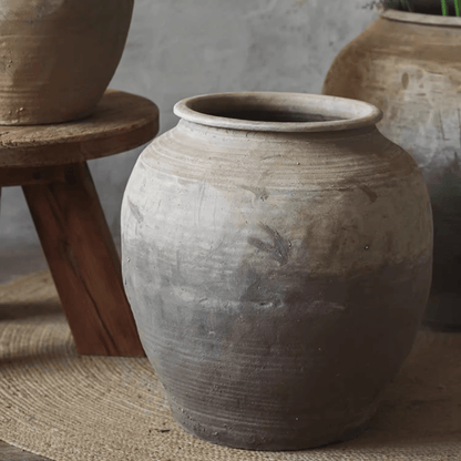 Round Earthenware Pot - -
