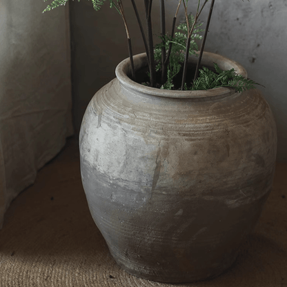 Round Earthenware Pot - -