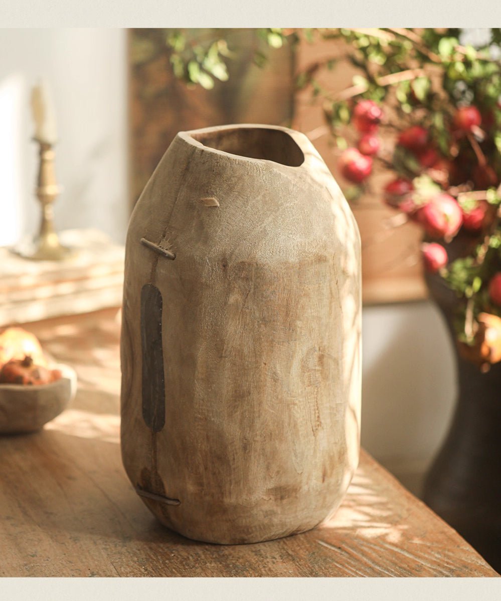 Homestead Solid Wood Décor Vase - -
