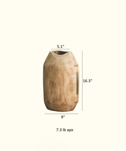 Homestead Solid Wood Décor Vase - -