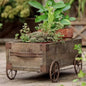Wooden Wagon Planter Garden Flower Box - -