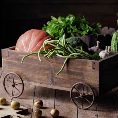 Wooden Wagon Planter Garden Flower Box - -