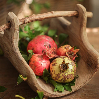 Rustic Wooden Basket Tray - -