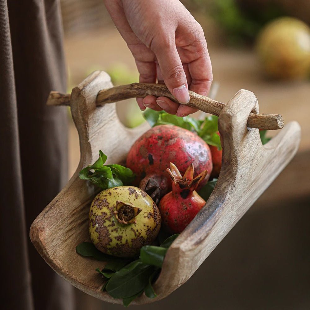 Rustic Wooden Basket Tray - -