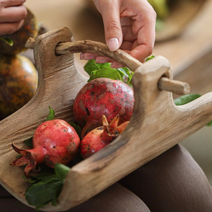 Rustic Wooden Basket Tray - -