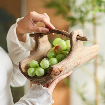 Rustic Wooden Basket Tray - -
