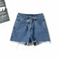 Vintage Tassel Blue Shorts Women Dark Blue