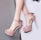 12CM Stiletto Heels with Bow and Open Toe Design - Pink 38 - heels