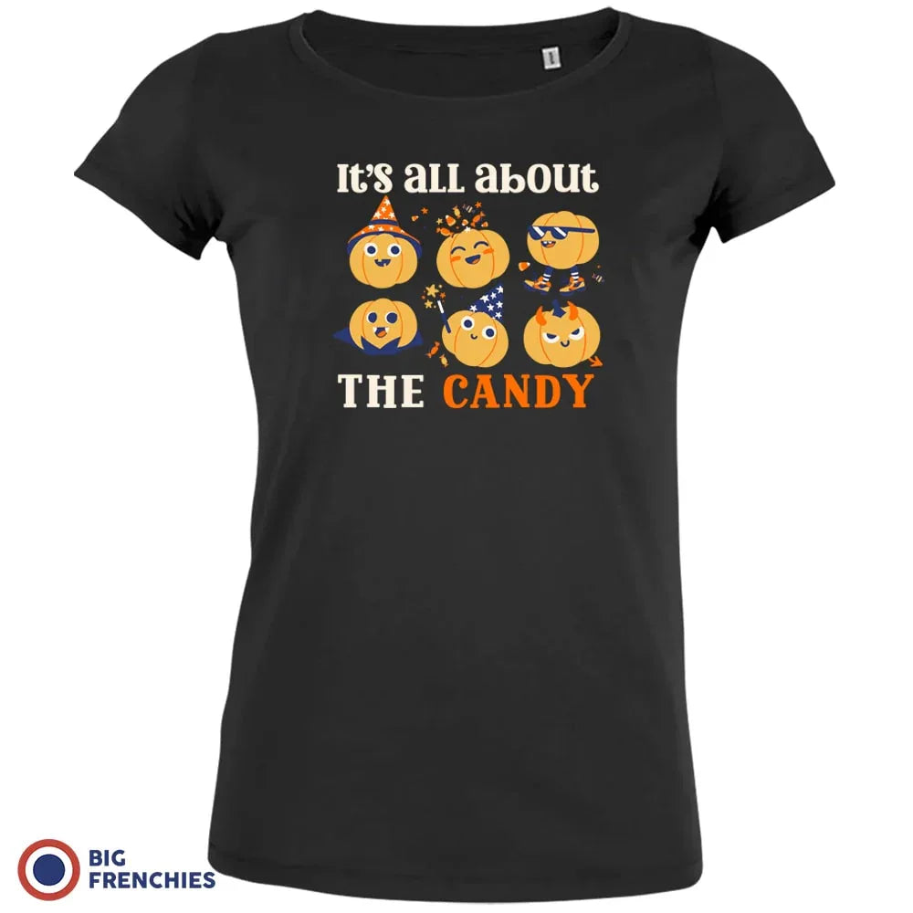 It's All About The Candy Halloween Women's Organic Cotton Tee - Black - Women's T-Shirt