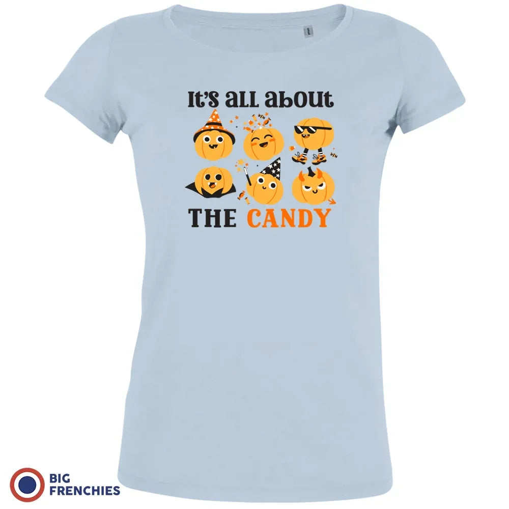 It's All About The Candy Halloween Women's Organic Cotton Tee - Light Blue - Women's T-Shirt