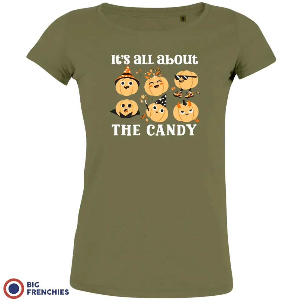 It's All About The Candy Halloween Women's Organic Cotton Tee - Moss - Women's T-Shirt