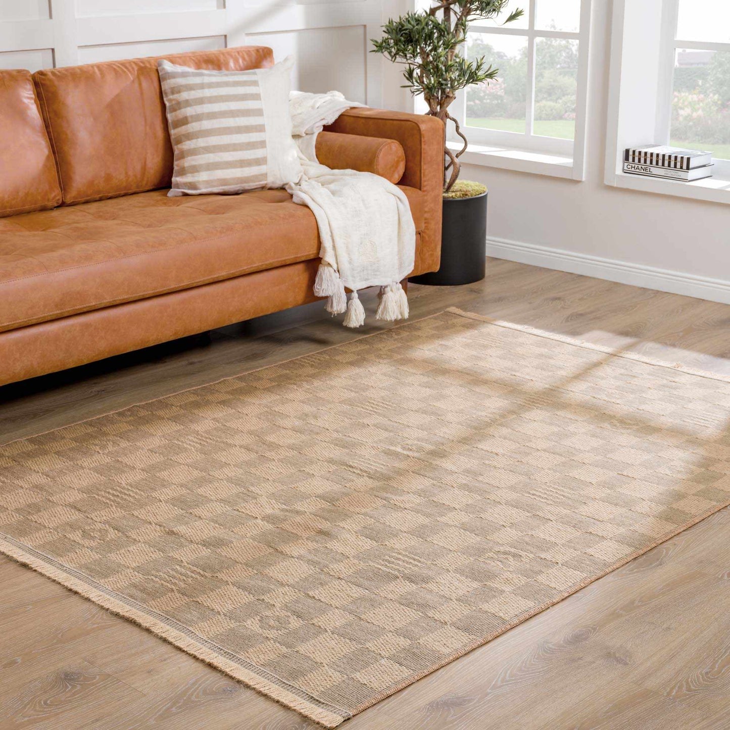Nairi Checkered Washable Jute Rug - - Rugs