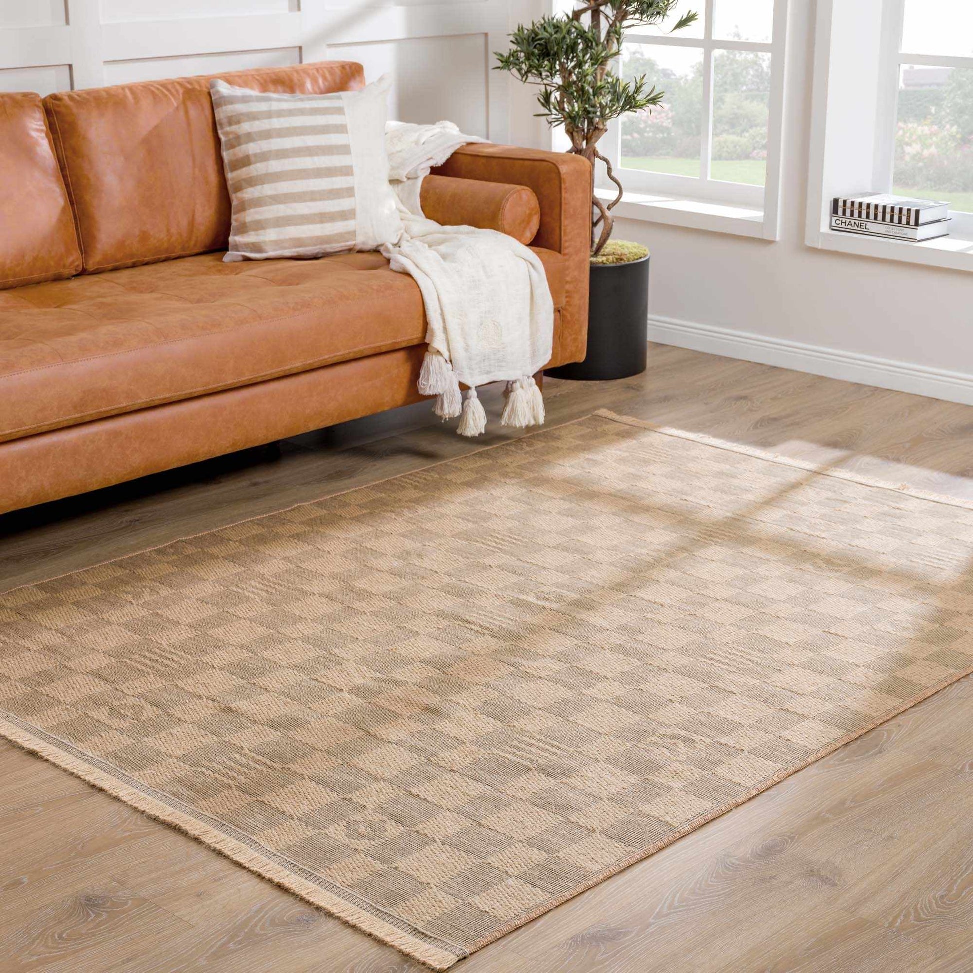 Nairi Checkered Washable Jute Rug - - Rugs