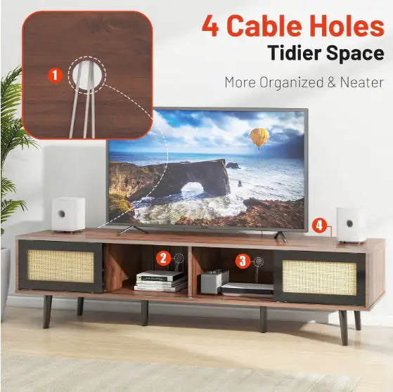 Medieval Modern Walnut Wooden TV Cabinet - Kia Day Design