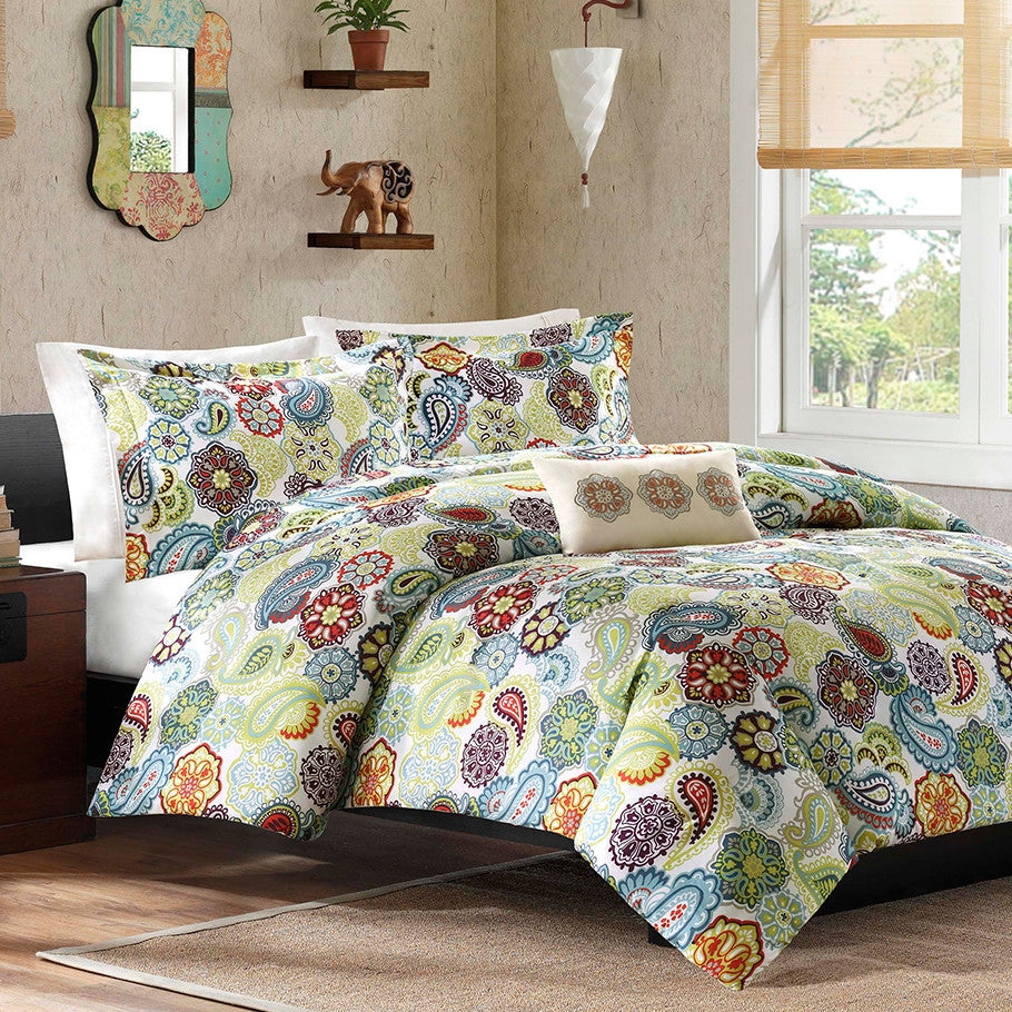 King size Multi Color Paisley 4 Piece Bed Bag Comforter Set- HomePacific- {{Product type}}
